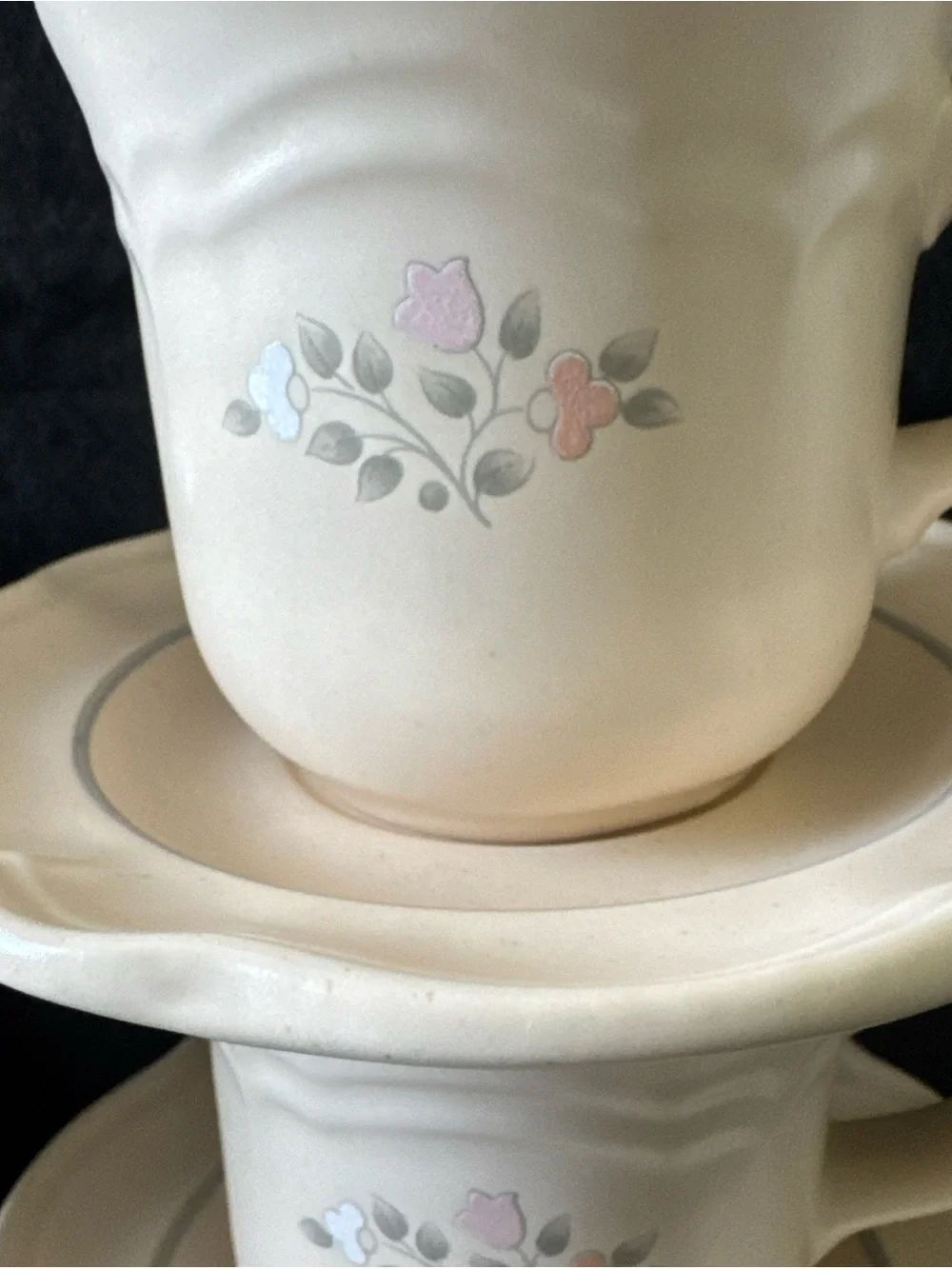 Vintage Pfaltzgraff Remembrance Set of 4 Tea Coffee Cup & Saucer Lot Stoneware